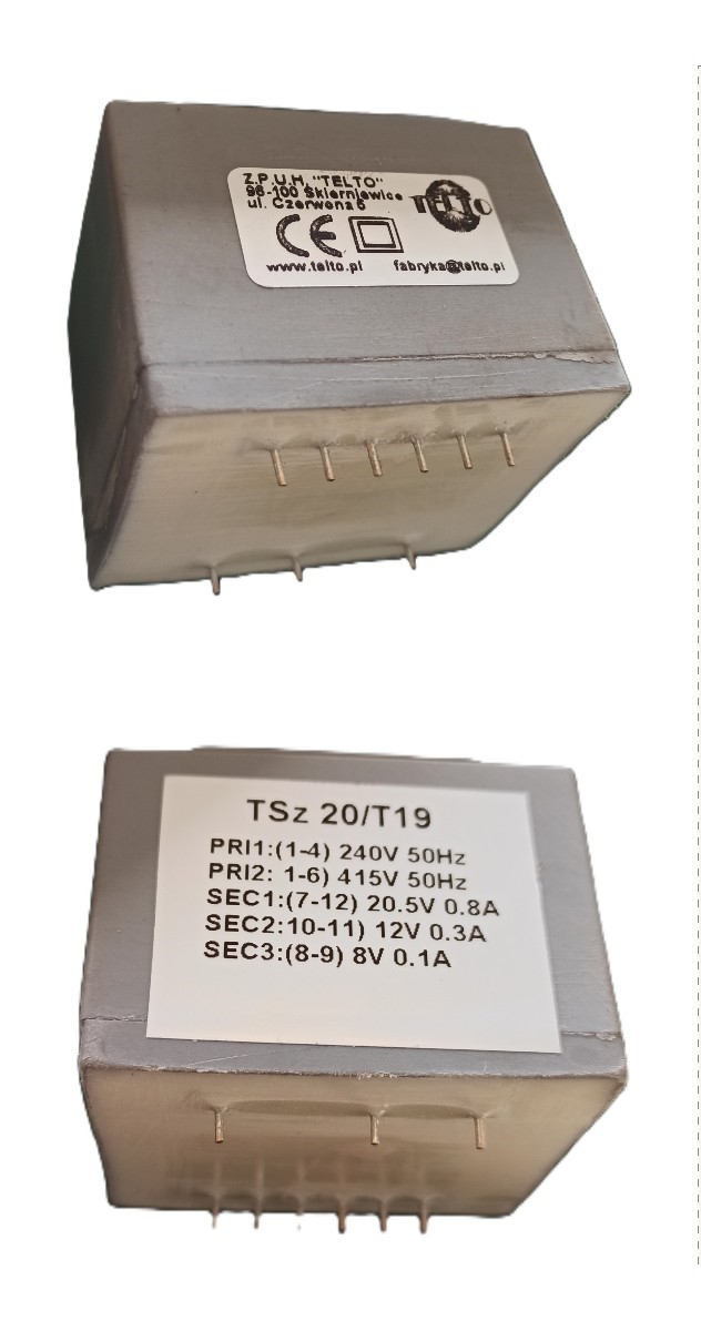 Transformator TSz  20/T19 240-415V/20.5V 0.8A, 12V 0.3A, 8V 0.1A